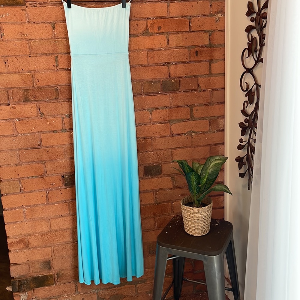 Sky Strapless Baby Blue Maxi Dress S - Gem
